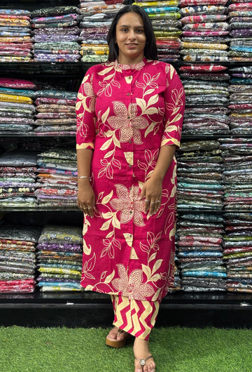 STRAIGHT KURTI-PLAZO (PURE CAMRIC COTTON)