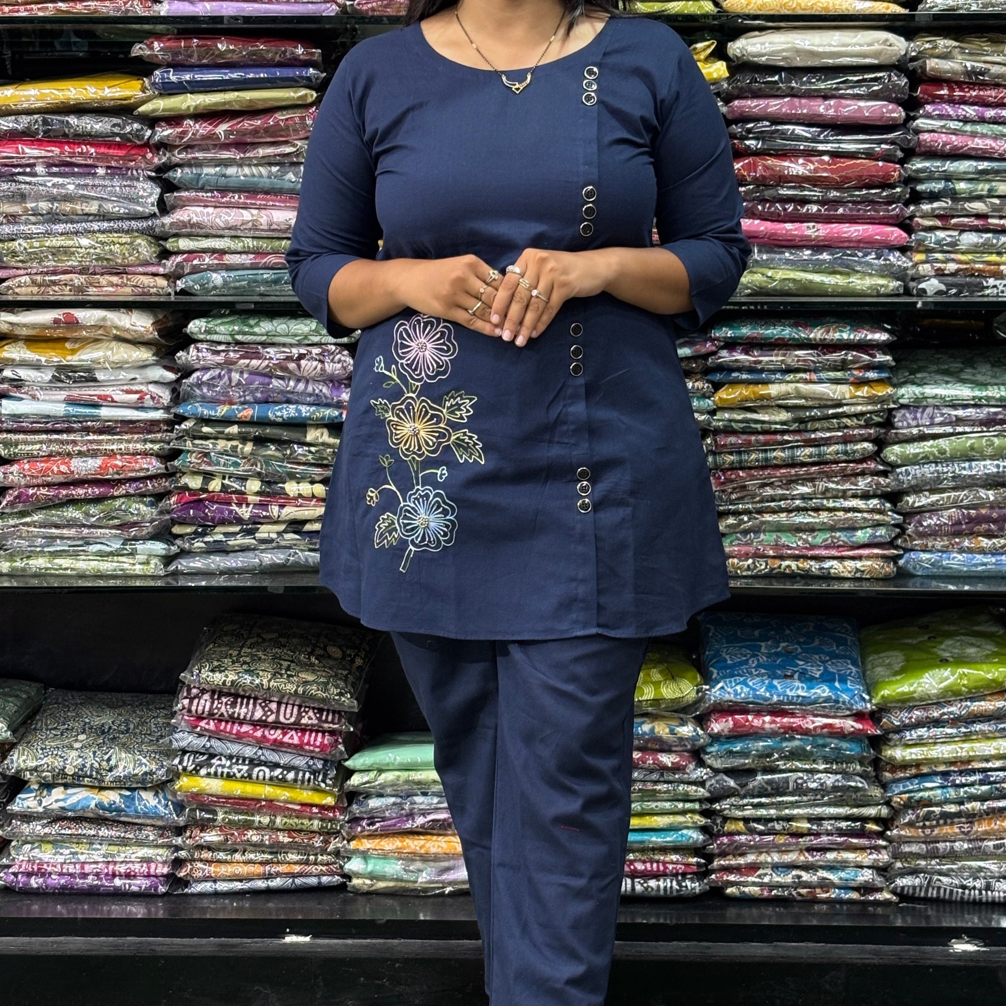 ALINE TUNIC-PANT(FLEX COTTON , HAND EMBROIDERY)