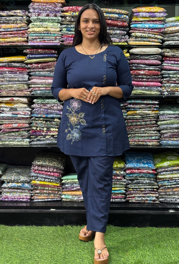 ALINE TUNIC-PANT(FLEX COTTON , HAND EMBROIDERY)