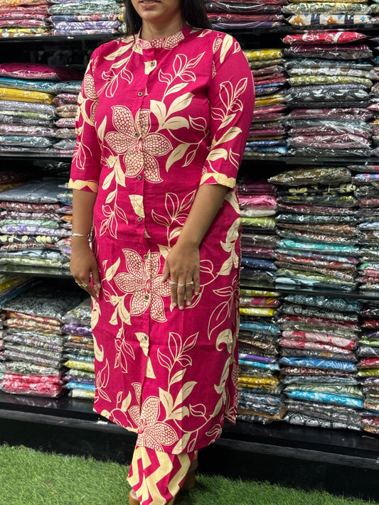 STRAIGHT KURTI-PLAZO (PURE CAMRIC COTTON)