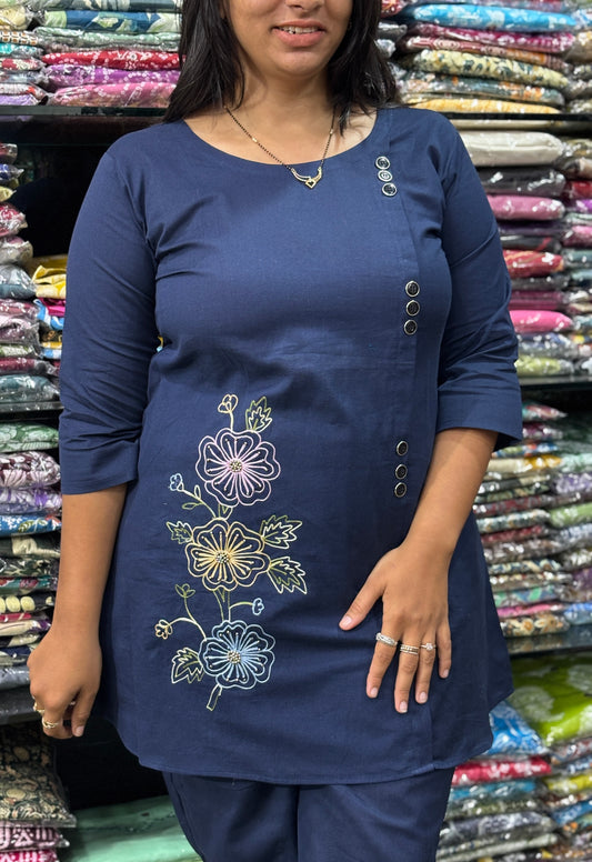 ALINE TUNIC-PANT(FLEX COTTON , HAND EMBROIDERY)