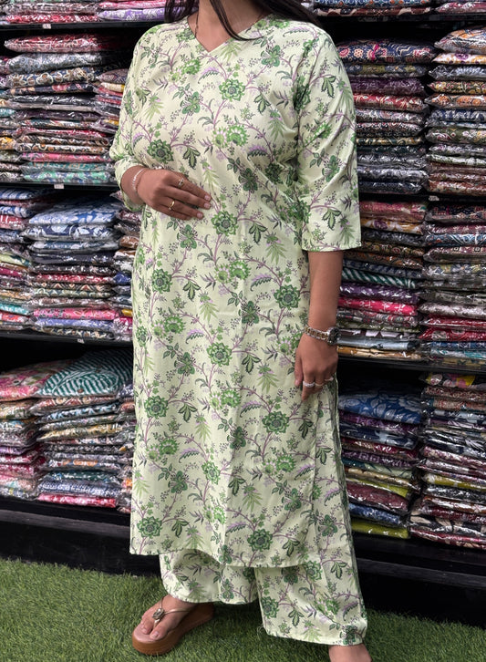 STRAIGHT KURTI-PLAZO (POLY COTTON SLUB, DIGITAL PRINT)