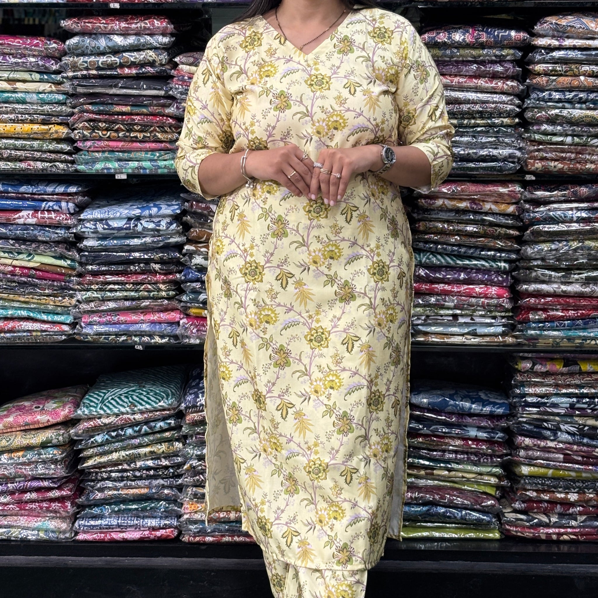 STRAIGHT KURTI-PLAZO (POLY COTTON SLUB, DIGITAL PRINT)