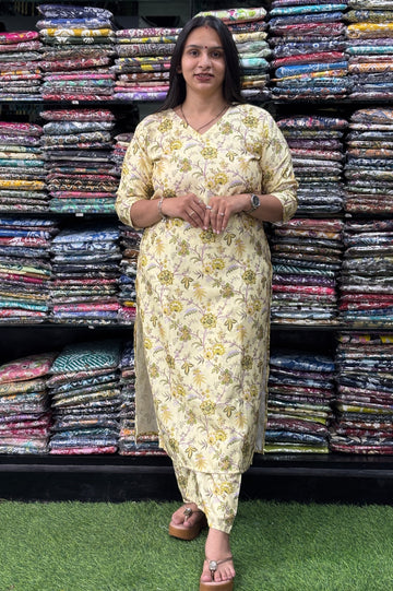 STRAIGHT KURTI-PLAZO (POLY COTTON SLUB, DIGITAL PRINT)