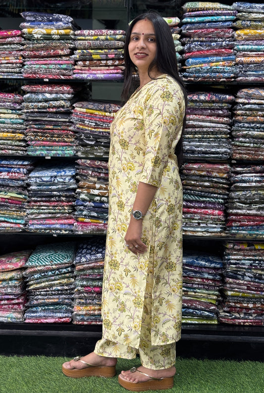 STRAIGHT KURTI-PLAZO (POLY COTTON SLUB, DIGITAL PRINT)