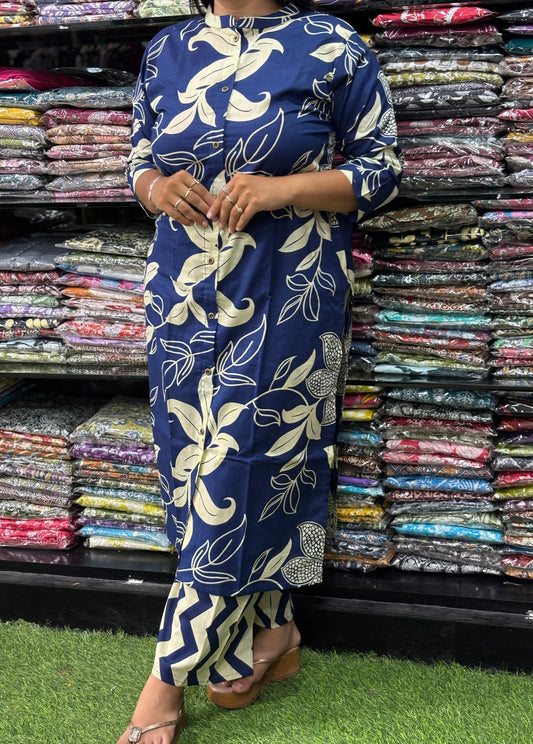 STRAIGHT KURTI-PLAZO (PURE CAMRIC COTTON)