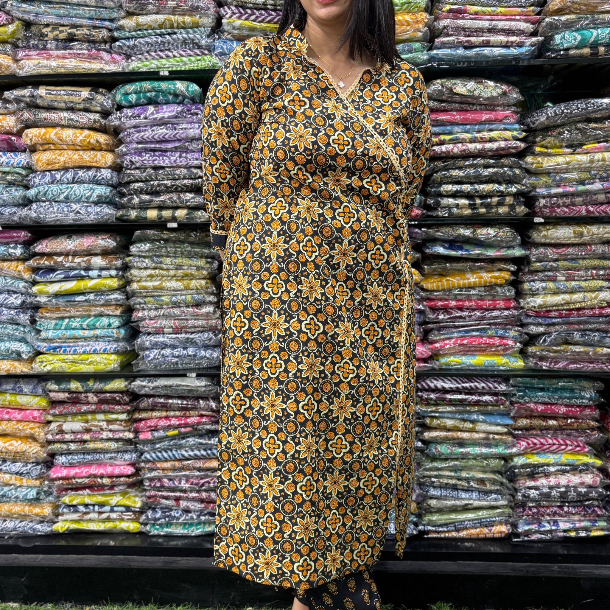 PURE COTTON ANGRAKHA STRAIGHT KURTI WITH PANT