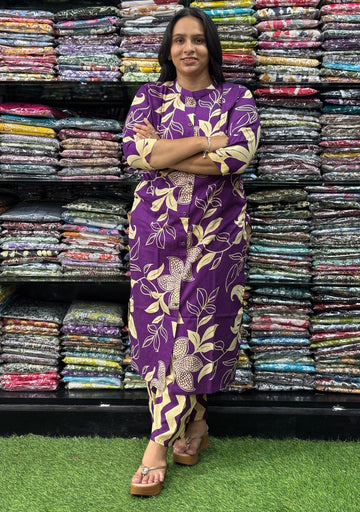 STRAIGHT KURTI-PLAZO (PURE CAMRIC COTTON)