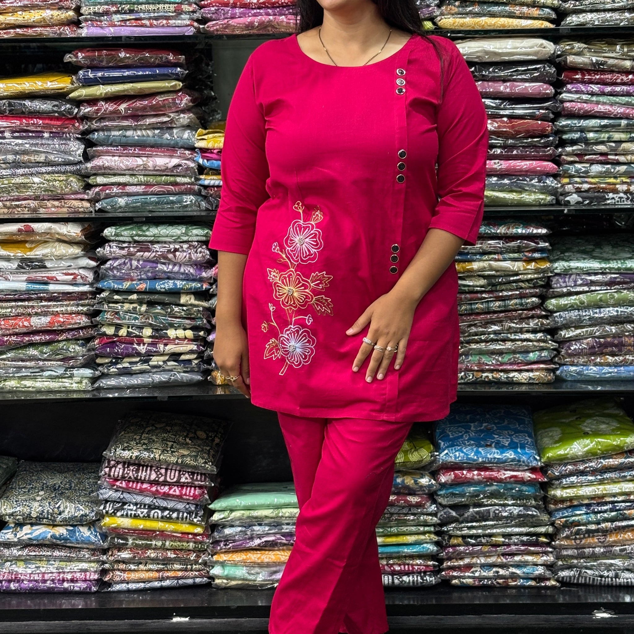 ALINE TUNIC-PANT(FLEX COTTON , HAND EMBROIDERY)