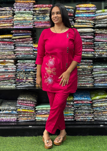 ALINE TUNIC-PANT(FLEX COTTON , HAND EMBROIDERY)