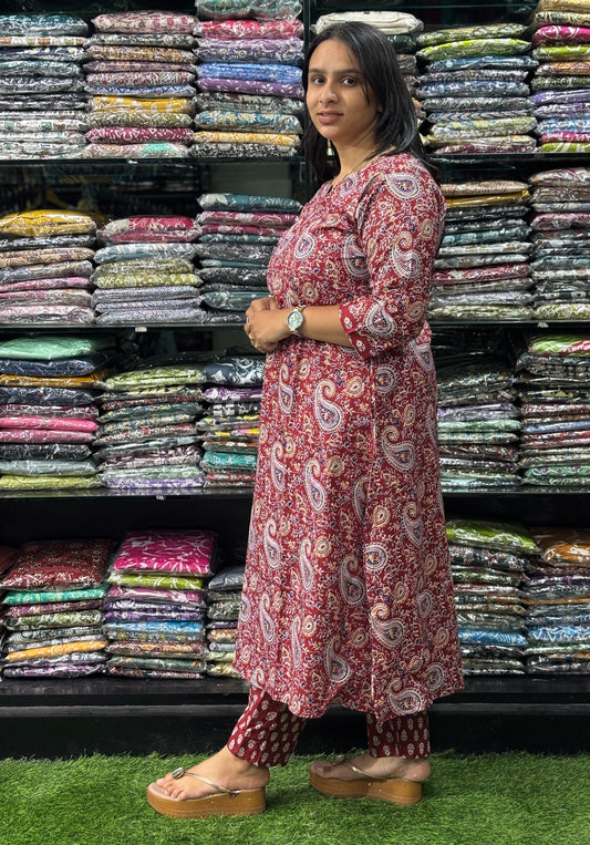 ALINE KURTI-PANT (PURE CAMRIC COTTON)