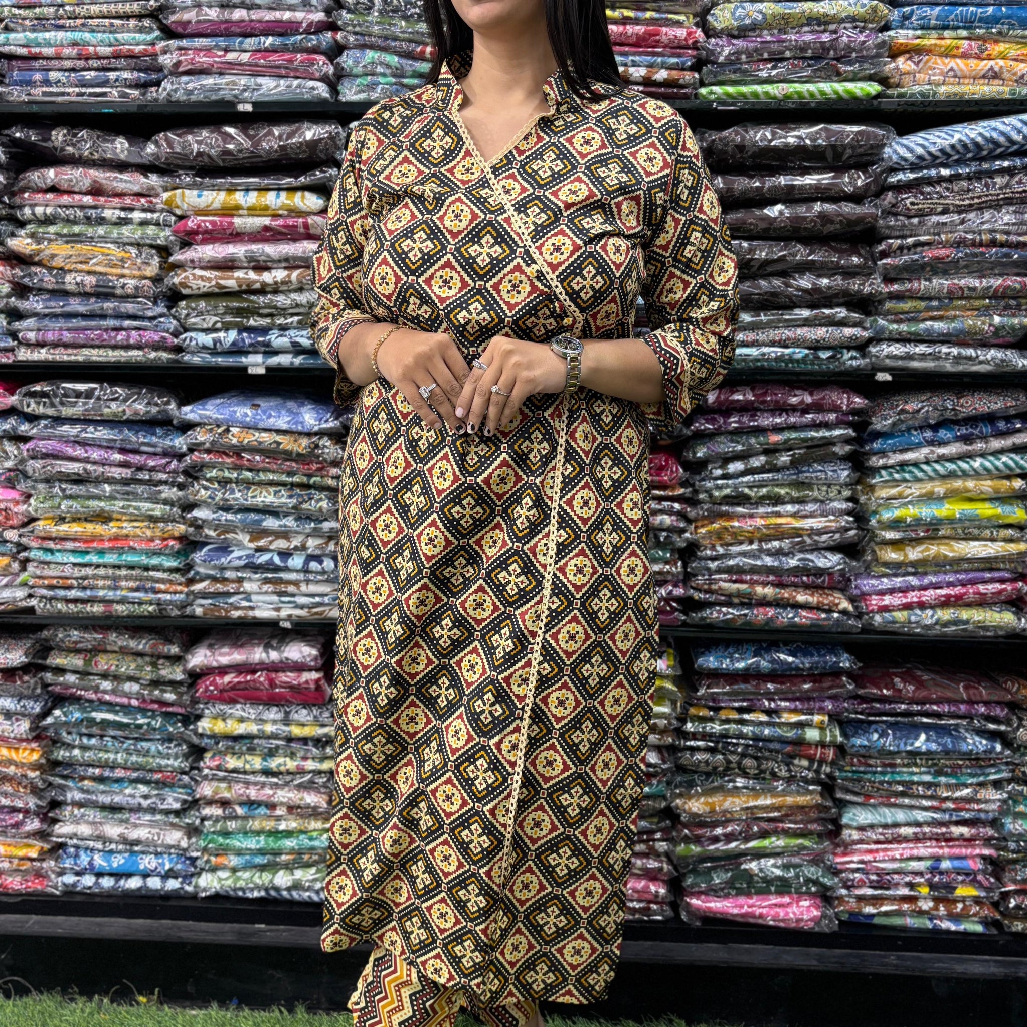 COTTON ANGRAKHA STRAIGHT KURTI & PANT