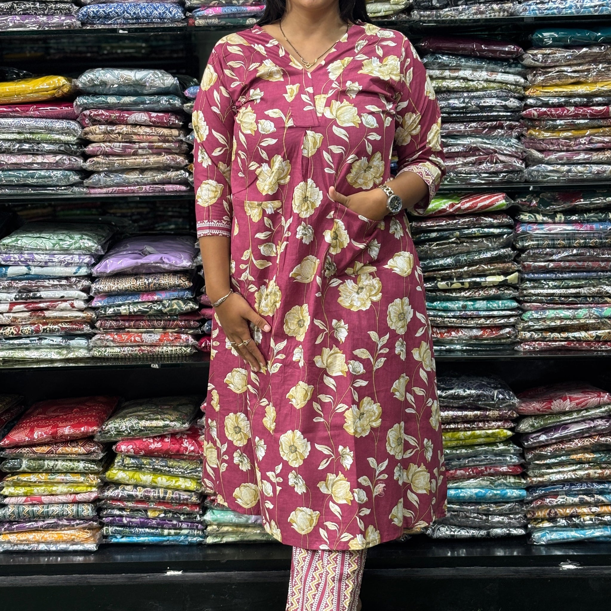 ALINE KURTI-PANT (PURE CAMRIC COTTON)