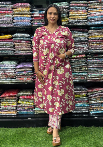 ALINE KURTI-PANT (PURE CAMRIC COTTON)