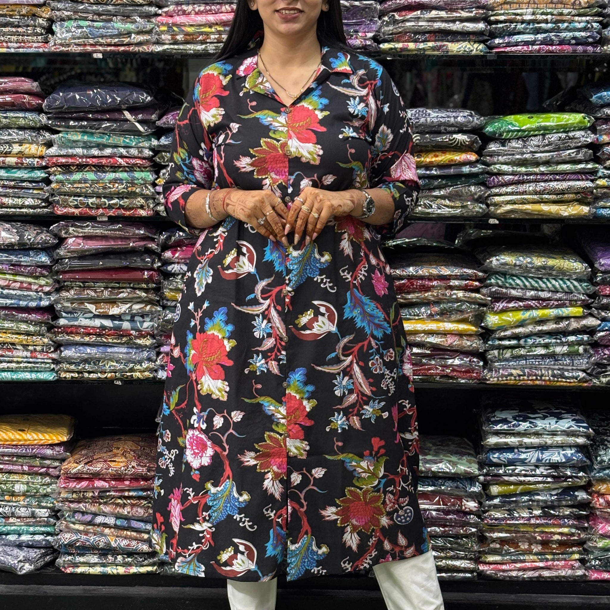 ALINE KURTI (PURE COTTON,SUIT COLLAR)