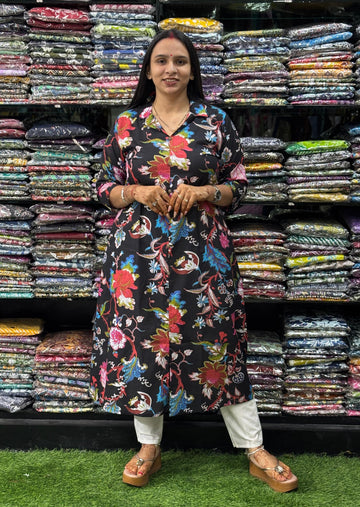 ALINE KURTI (PURE COTTON,SUIT COLLAR)