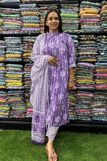 PURE COTTON  STRAIGHT CHINESE KURTI PANT & DUPATTA