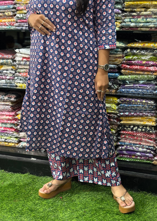 ALINE KURTI WITH PLAZO (PURE CAMRIC COTTON)