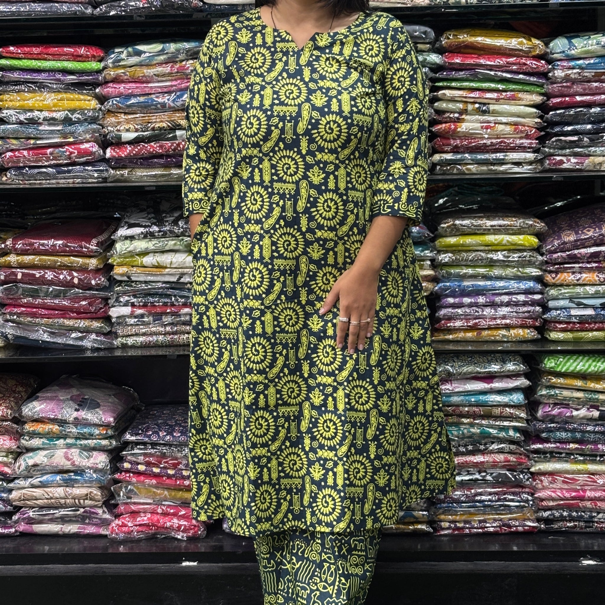 ALINE KURTI WITH PLAZO (PURE CAMRIC COTTON)