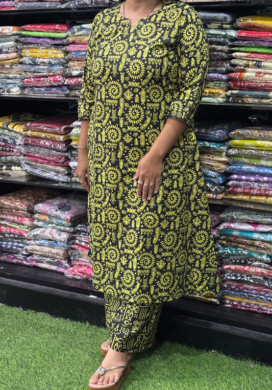 ALINE KURTI WITH PLAZO (PURE CAMRIC COTTON)