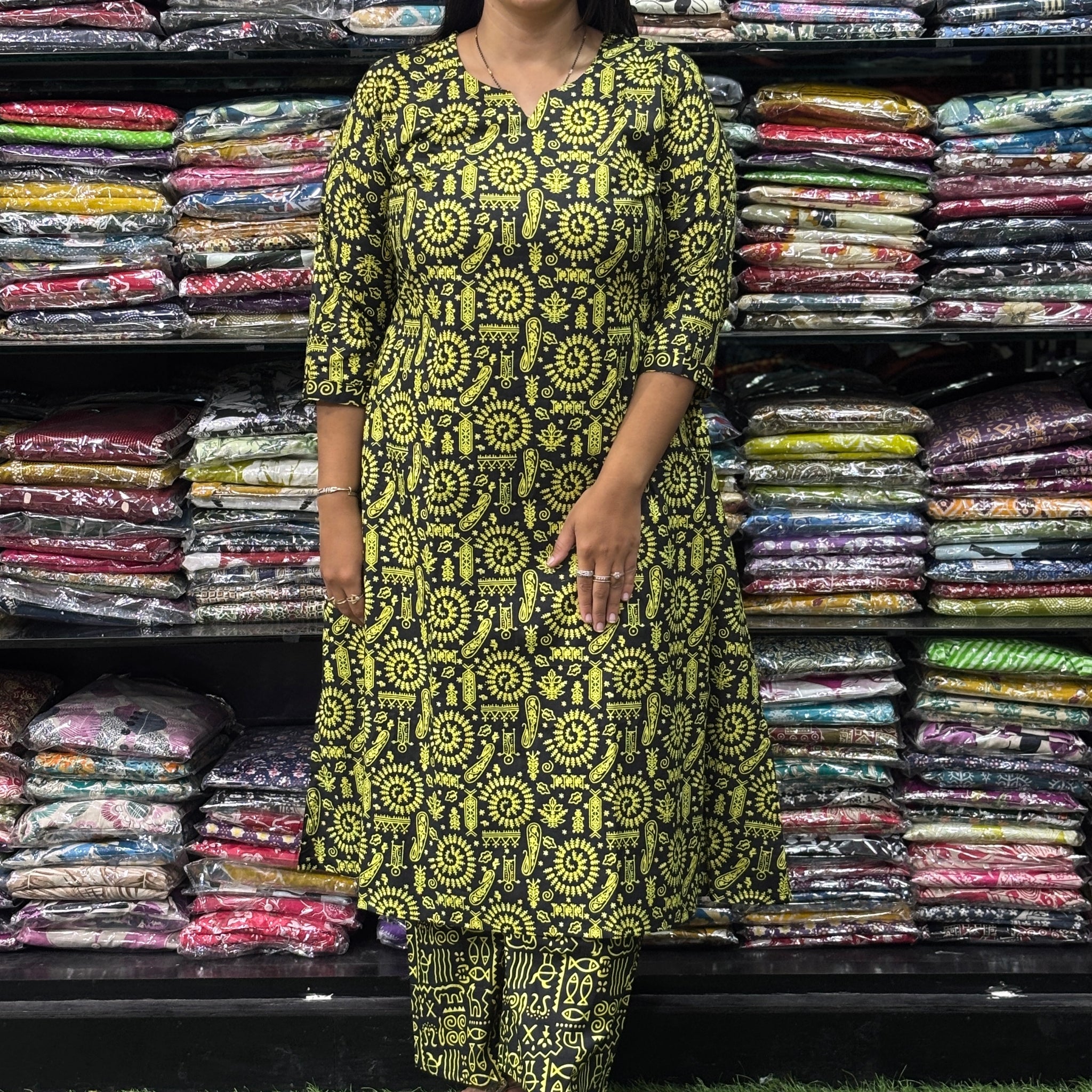 ALINE KURTI WITH PLAZO (PURE CAMRIC COTTON)