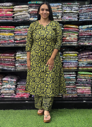 ALINE KURTI WITH PLAZO (PURE CAMRIC COTTON)