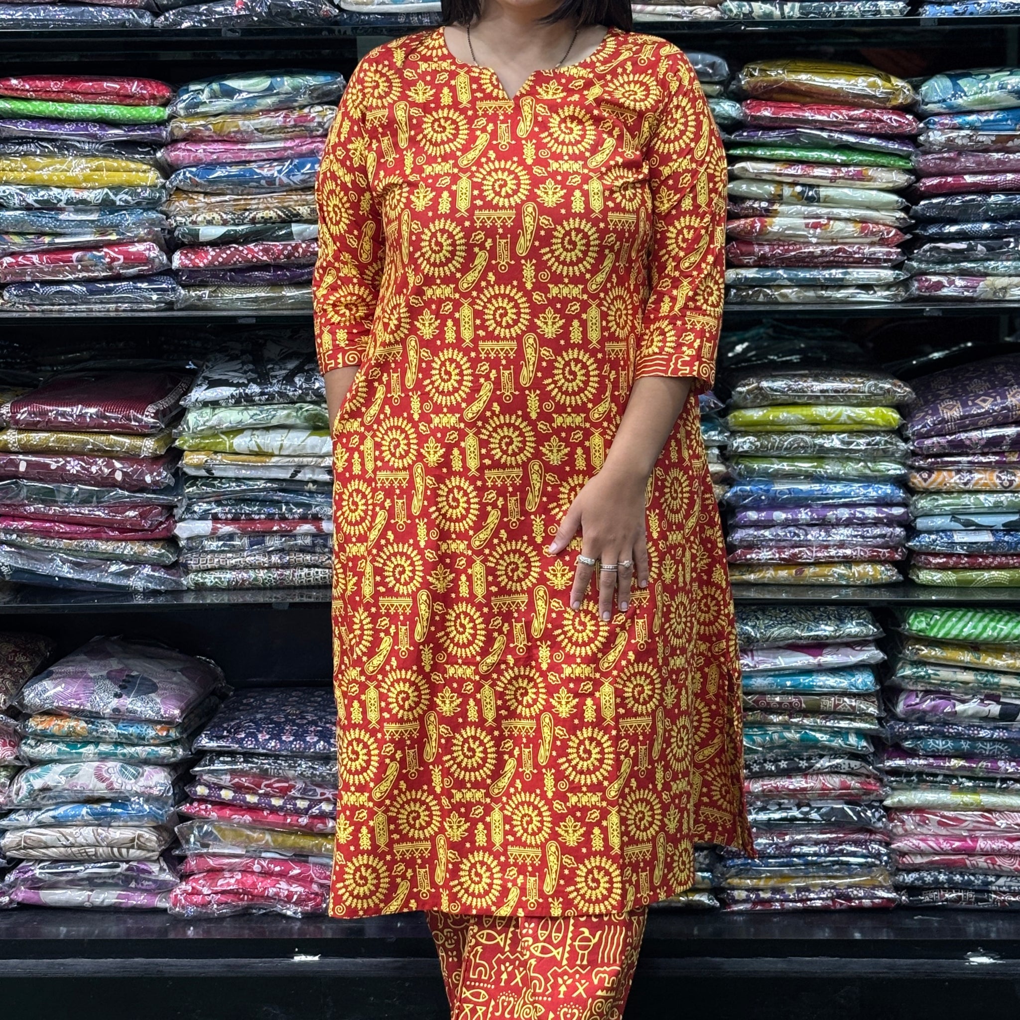ALINE KURTI WITH PLAZO (PURE CAMRIC COTTON)