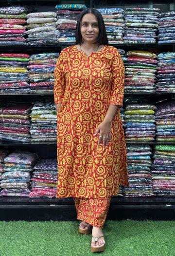 ALINE KURTI WITH PLAZO (PURE CAMRIC COTTON)