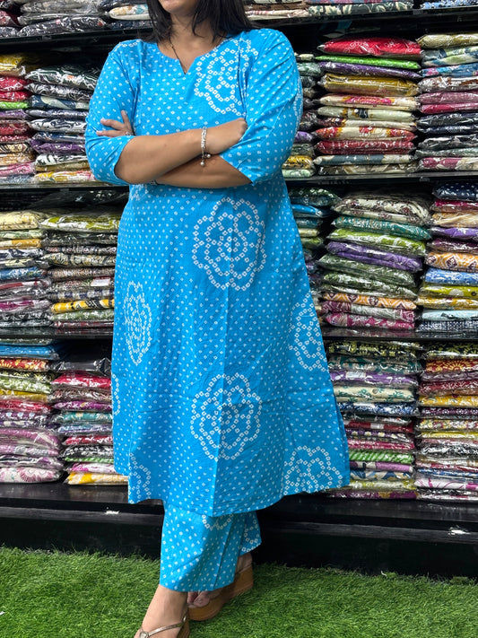 ALINE KURTI WITH PLAZO (PURE CAMRIC COTTON)