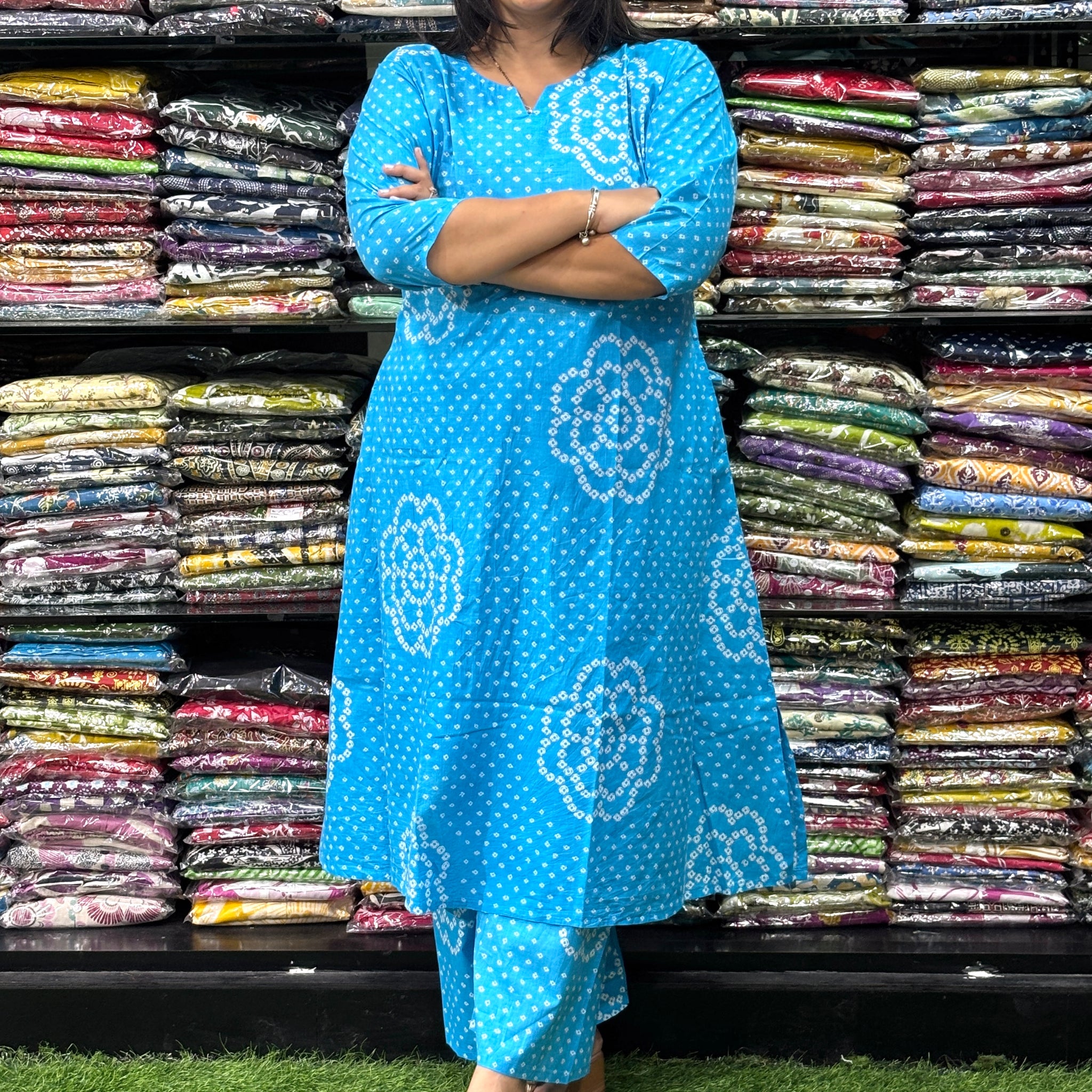 ALINE KURTI WITH PLAZO (PURE CAMRIC COTTON)