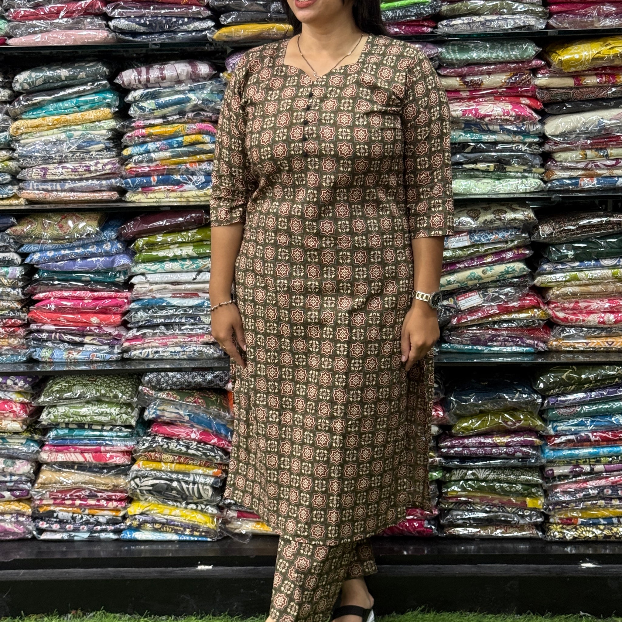 STRAIGHT KURTI WITH PLAZO (PURE CAMRIC COTTON)