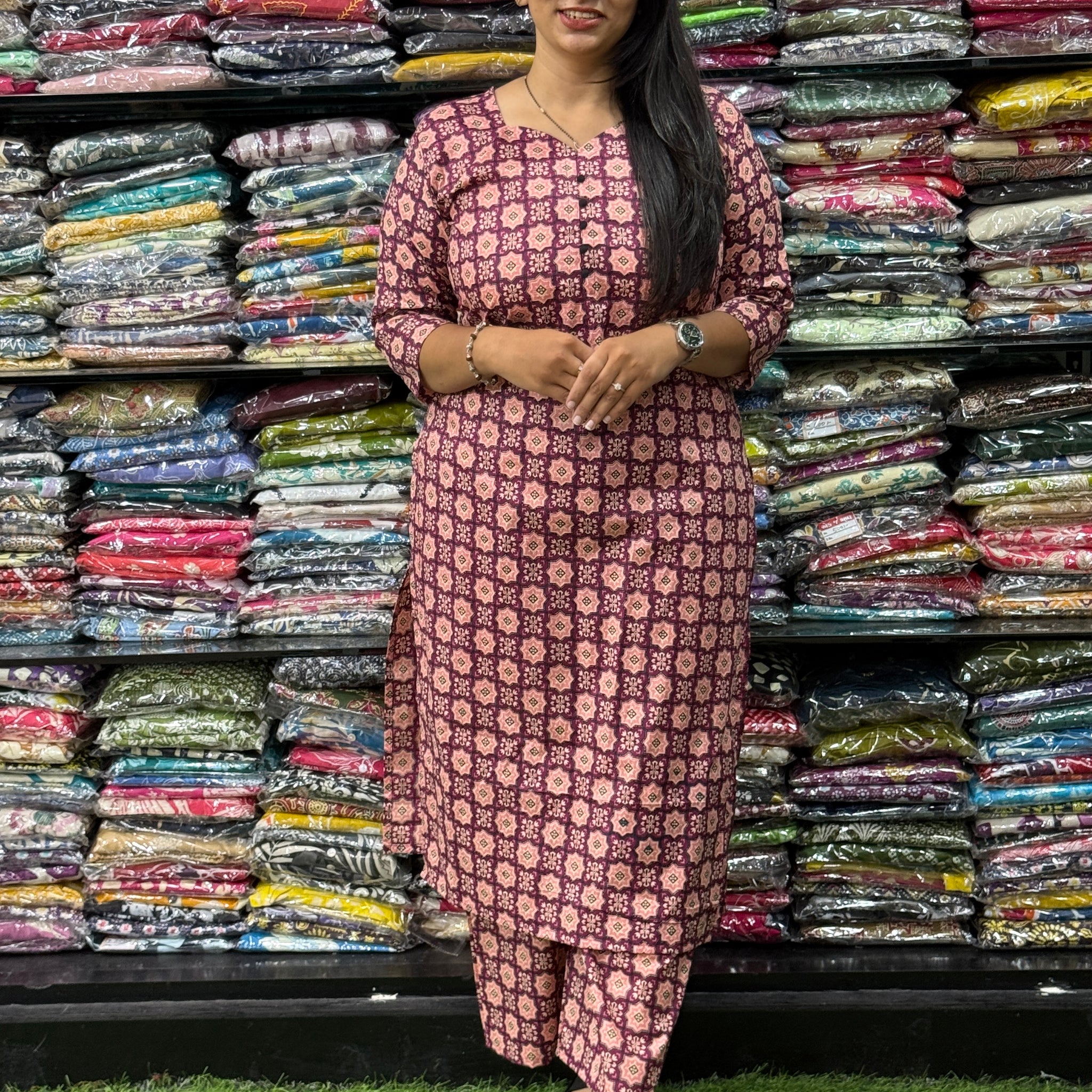 STRAIGHT KURTI WITH PLAZO (PURE CAMRIC COTTON)