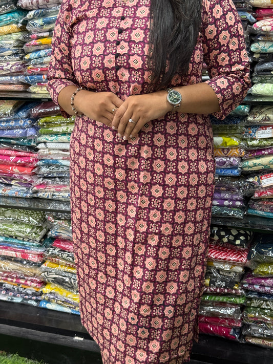 STRAIGHT KURTI WITH PLAZO (PURE CAMRIC COTTON)