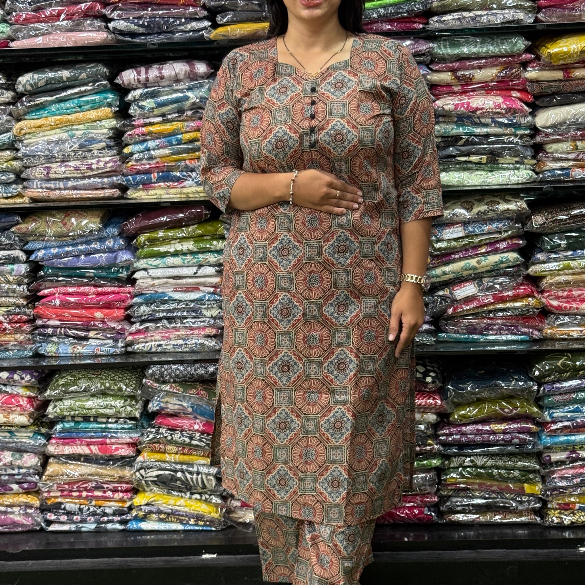 STRAIGHT KURTI WITH PLAZO (PURE CAMRIC COTTON)