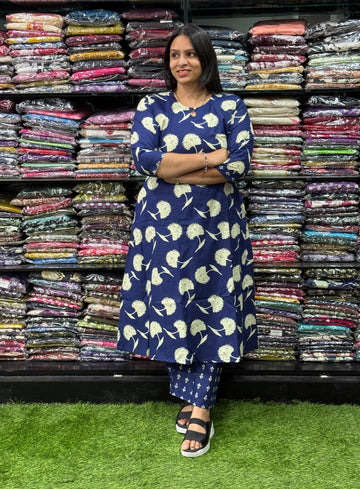 ALINE KURTI WITH PLAZO (PURE CAMRIC COTTON)