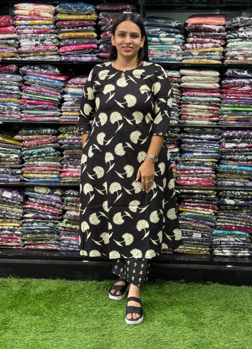 ALINE KURTI WITH PLAZO (PURE CAMRIC COTTON)