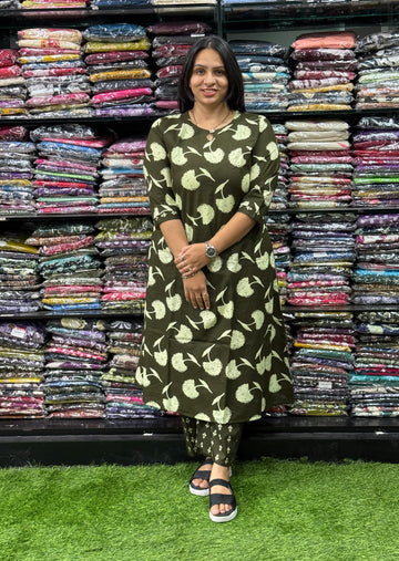 ALINE KURTI WITH PLAZO (PURE CAMRIC COTTON)