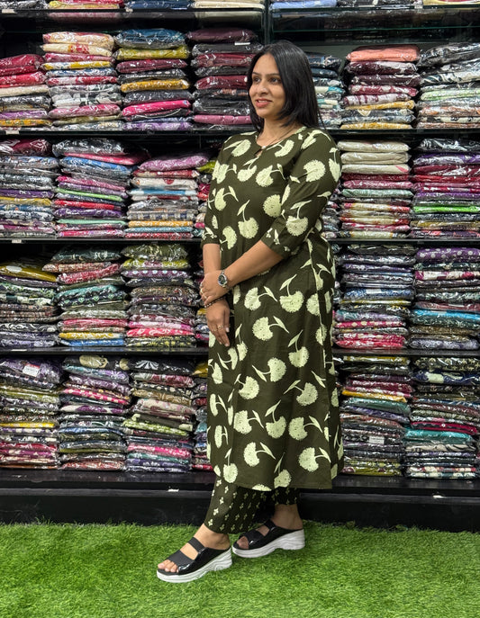 ALINE KURTI WITH PLAZO (PURE CAMRIC COTTON)