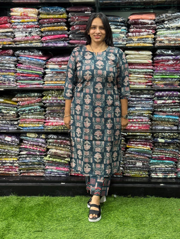 STRAIGHT KURTI WITH PLAZO (PURE CAMRIC COTTON)