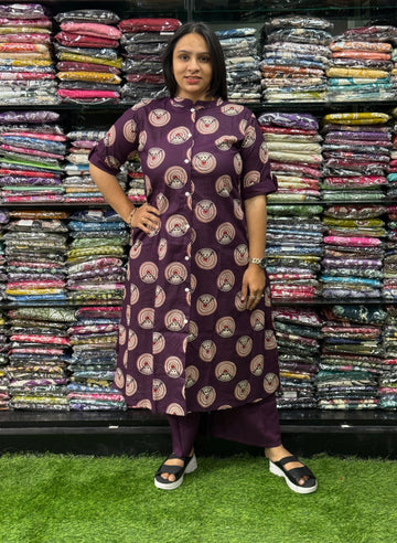 ALINE KURTI WITH PLAZO (PURE CAMRIC COTTON)