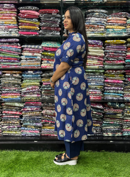 ALINE KURTI WITH PLAZO (PURE CAMRIC COTTON)