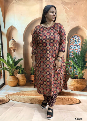 ALINE KURTI WITH PLAZO (PURE CAMRIC COTTON)
