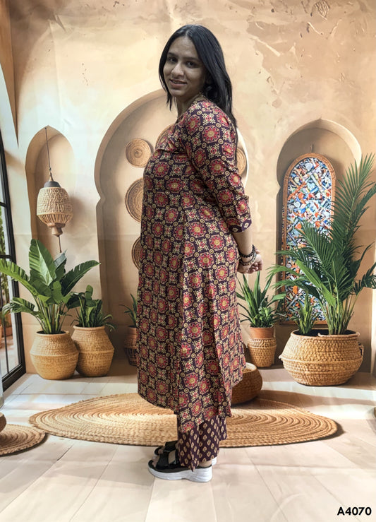 ALINE KURTI WITH PLAZO (PURE CAMRIC COTTON)