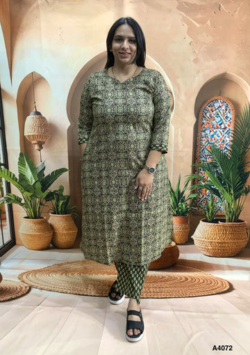 ALINE KURTI WITH PLAZO (PURE CAMRIC COTTON)