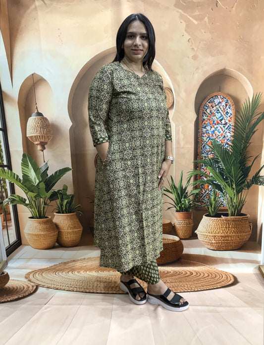 ALINE KURTI WITH PLAZO (PURE CAMRIC COTTON)