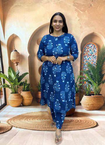 ALINE KURTI WITH PLAZO (PURE CAMRIC COTTON)