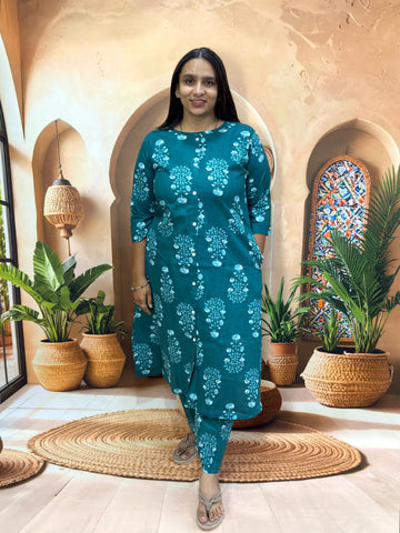 ALINE KURTI WITH PLAZO (PURE CAMRIC COTTON)