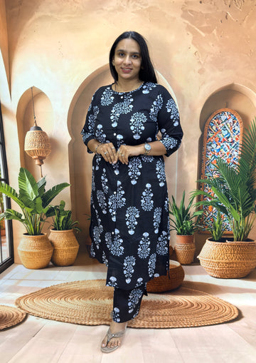 ALINE KURTI WITH PLAZO (PURE CAMRIC COTTON)