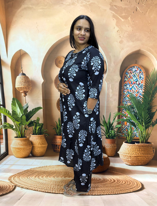 ALINE KURTI WITH PLAZO (PURE CAMRIC COTTON)