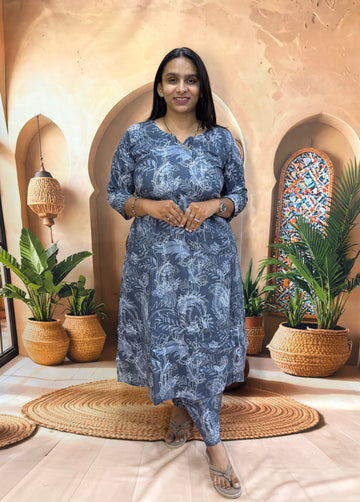 ALINE KURTI WITH PLAZO (PURE CAMRIC COTTON)